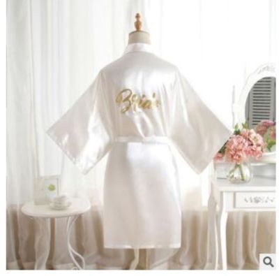 {Xiaoli clothing} ผ้าไหมซาตินงานแต่งงานเจ้าสาวเพื่อนเจ้าสาว Robe เสื้อคลุมอาบน้ำสั้น Kimono Robe Night Robe เสื้อคลุมอาบน้ำแฟชั่น Dressing Gown สำหรับ Wome