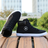 Mens High top Canvas Shoes Men  Spring Autumn Fashion Sneakers Lace-up High Style Solid Colors Man Black Shoes A853