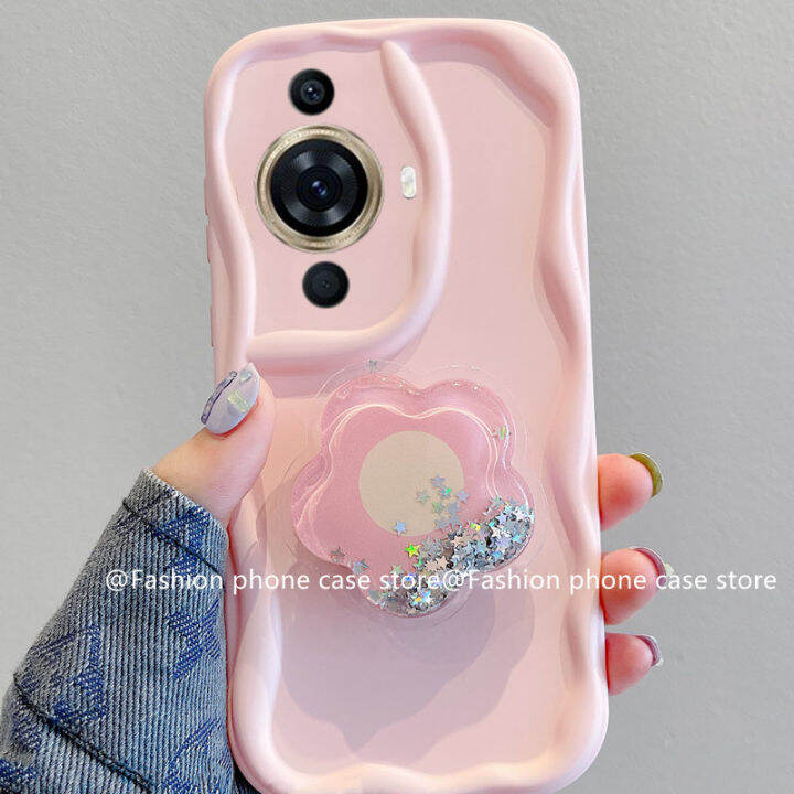 ปลอกอ่อน-phone-case-เคส-huawei-nova-11-pro-11i-y91-y71-y70-y90-nova-10-pro-nova-9-se-macaron-เคสโทรศัพท์สีมาพร้อมกับทรายดูดส่องแสงดอกไม้ยืนหลังซิลิโคนป้องกันเลนส์รวมทั้งหมด2023