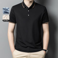 Mens Polo Shirt With Mulberry Silk Short-Sleeved T-Shirt Ice Silk Summer Thin Youth All-Matching Business Half-Sleeved Top Clothes