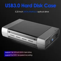 กล่องฮาร์ดดิสก์ภายนอกขนาด5.25นิ้ว USB2.0กับ USB3.0เพื่อออปติคอลไดรฟ์ SATA เคส HDD สนับสนุนกล้องด้านหลัง DVD กล่องฮาร์ดดิสก์บันทึก16ความเร็ว