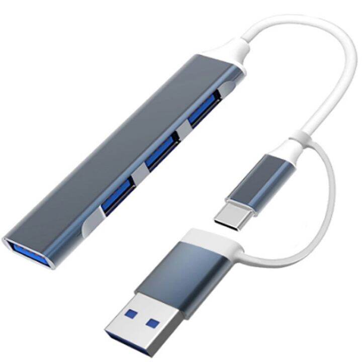 usb-ฮับ-type-c-3-0-usb-3-0ฮับ2-0-4พอร์ตอะแดปเตอร์-otg-เครื่องแยกอเนกประสงค์สำหรับพีซีเคสมือถือเลโนโว่หัวเหว่ย-macbook-อะลูมินัมอัลลอย