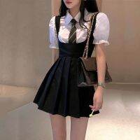 【HOT】❄✖◎ HOUZHOU Pleated Kawaii Preppy Waist Sleeveless for Korean Fashion