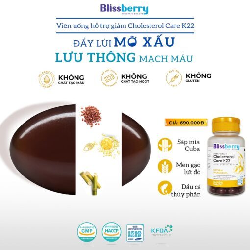 Viên uống giảm cholesterol blissberry purehealth cholesterol care k22 - ảnh sản phẩm 6