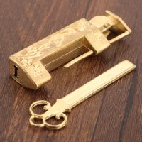 Vintage Gold Chinese Old Lock Retro Brass Padlock Antique Jewelry Wooden Box Padlock Lock Suitcase Door Hardware Locks