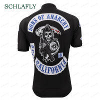 Hot Son Of Anarchy Black Cycling Jersey แขนสั้นจักรยานสวม Jersey Road Jersey ขี่จักรยานเสื้อผ้าจักรยานเสื้อผ้า Schlafly