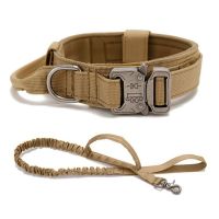 Adjustable Large Dog Collar Comfortable Nylon Bungee Leash Metal Buckle Collars For Tactical Dog Training Walking Hunting