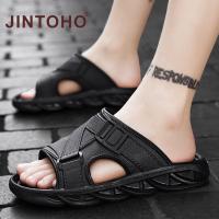 Jintoho รองเท้าแตะ รองเท้านวด กันลื่น ใส่สบาย สีดํา แฟชั่นสําหรับผู้ชาย V725