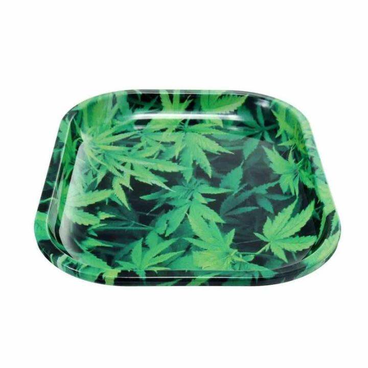 ถาดโรลลายใบ-420-leafy-mj-leaf-ขนาดมินิ-420-leafy-mj-leaf-metal-mini-rolling-tray