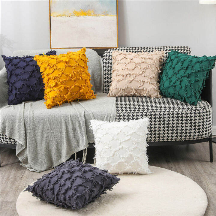 solid-color-pillowcase-plush-pillowcase-cushion-case-tassels-pillow-cover-double-sided-pillow-cover-living-room-cushion