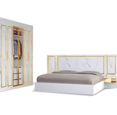ชุดห้องนอน JESSICA 5/6 ฟุต // MODEL : SET-4B ดีไซน์สวยหรู สไตล์ยุโรป ประกอบด้วย ( เตียง+ตู้เสื้อผ้า+ตู้ข้างเตียงx2 ) ชุดขายดี แข็งแรงทนทานมาก
