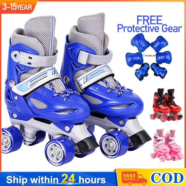 Kids Roller Skates 4 Wheel 12 Years Old Adjustable Removable Washable