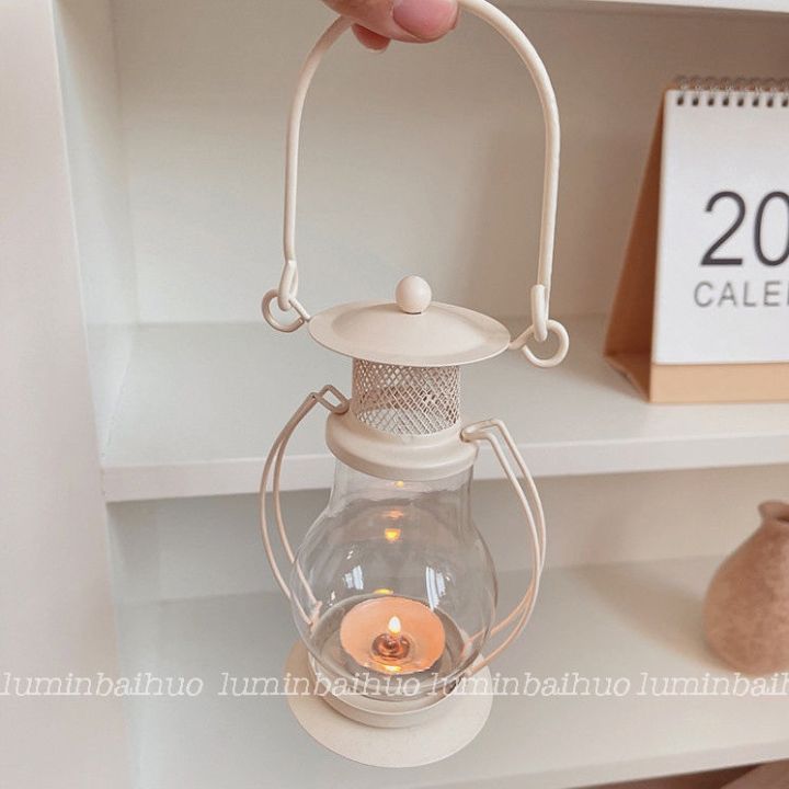 Retro Candlestick Lamp Decoration Ins Wind Iron Art Windproof ...