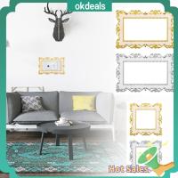 OKDEALS สติกเกอร์กรอบรูปติดผนังเต้ารับรอบทิศทางทำจากเรซินเดี่ยวและคู่ขอบกุหลาบสีทองเงินการตกแต่งบ้านฝาครอบสวิตช์ไฟ