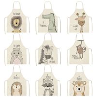 Women Sleeveless Biking Bibs Pinafores Children Apron Home Bib Kitchen Cooking Apron Animal Print Aprons for Lion Elk Bear Fox Aprons