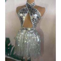 Sparkly Silver Sequin Fringe Short Dress 2 PCS Set Women Birthday Dress y Backless Nightclub Outfit Dance Costume Stage Wear