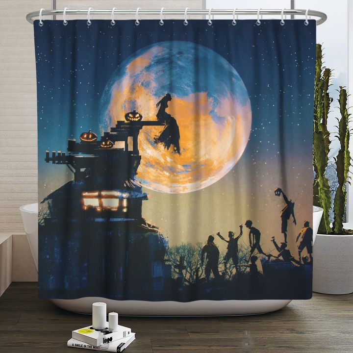 halloween-shower-curtain-horror-skull-wizard-pumpkin-bath-curtain-for-home-decoration-waterproof-bathroom-accessories-with-hooks