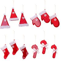 2023 Christmas Decoration Supplies Pendant Red Felt Christmas Hat Small Pendant Boots Gloves Cane Christmas Tree Ornaments