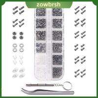 ZOWBRSH 1100Pcs M1/M1.2/M2/M2.5 ชุดซ่อมแว่นตา เหล็กไร้สนิม ชุดแยกสกรู พร้อมไขควงและแหนบ สกรูเครื่องจักรขนาดเล็ก แว่นตาสำหรับผู้หญิง