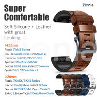 Zionia 26มม.22มม.ซิลิโคน PU หนังสายนาฬิกาสำหรับ Garmin Fenix 7X 7 6X 6 Pro 51mm Sapphire Solar 5X 5 Plus 3 Quatix Enduro Forerunner 935 945 Descent G1 Mk1 Mk2 Mk2i MARQ D2 Mach 1 Tactix Bravo Charlie Delta PX Approach S70 47mm S60 S62 Instinct epix Gen 2