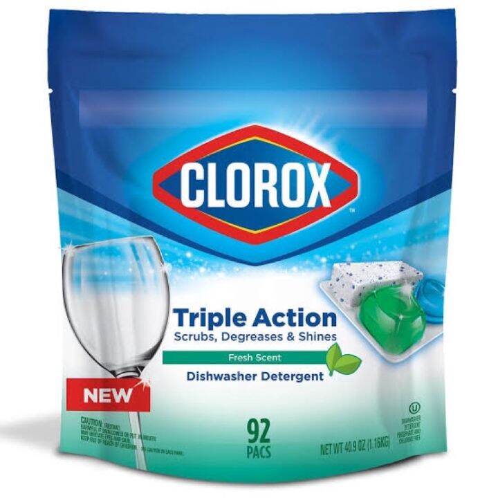 Clorox Triple Action Dishwasher Detergent Pacs 92 Lazada PH