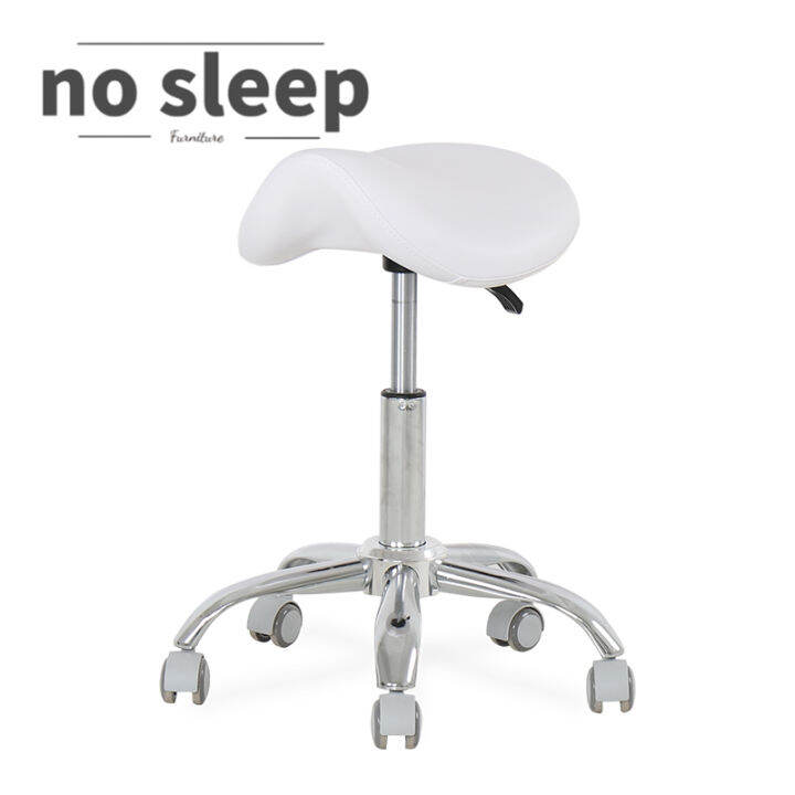 Ergonomics Rolling Saddle Stool PU Leather Swivel Adjustable Rolling