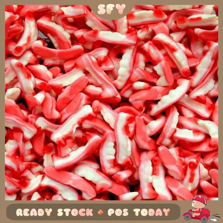 HALAL 100g Bebeto Vampire Teeth Gummy Candy Haloween Jelly Gigi