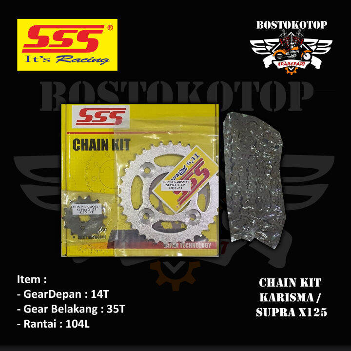 SSS Chain Kit Gear Gir Set Karisma Kharisma Supra X 125 Satu Set
