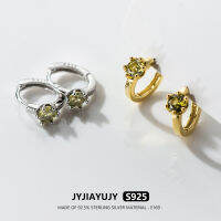 JYJIAYUJY ต่างหูห่วง S925เงินสเตอร์ลิงแท้ทั้งหมด100% เพทายขนาด5มม. มี2สีคุณภาพสูงแฟชั่นแพ้ง่ายของขวัญใช้ประจำวัน E169