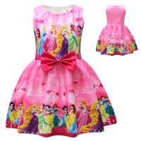 2023 Cinderella Snow White Princess Childrens Girls Dress Long Hair Belle Mermaid Dress Skirt Birthday Party Gift For Kids