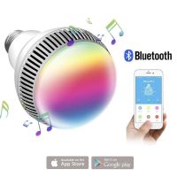 [HOT QQZIWWUJJWG 104] E27สมาร์ท RGB ไร้สายบลูทูธลำโพงหลอดไฟ9วัตต์ไฟ LED เพลงลำโพงจับเวลาเครื่องเล่นหรี่แสงได้การควบคุมระยะไกลเพลงโคมไฟ