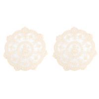 2Pcs European Lace Embroidery Placemat Crochet Lace Placemats Coffee Coaster Table Bedroom Computer Armrest Cover