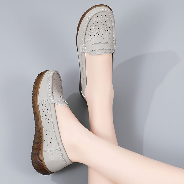 รองเท้าโลฟเฟอร์-cdfhwun-สำหรับผู้หญิงรองเท้าหนังกลวงรองเท้าผู้หญิงแบบสั้นรองเท้าแบนคุณแม่ลำลองขนาด35-41