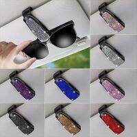 Crystal Diamond Magnetic Leather Sunglass Holder Eyeglass Hanger Clip Car Decor for Auto Sun Visor for Different Size Eyeglasses Eyewear case