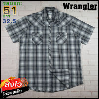 Wrangler®แท้ อก 51 เสื้อเชิ้ตผู้ชาย แรงเลอร์ สีกรมเทา เสื้อแขนยาว เนื้อผ้าดี เสื้อวินเทจ