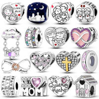 925 เงิน Family Love Charm ลูกปัดพอดีกับสร้อยข้อมือ Pandora DIY น้องสาวแม่รักจี้มิตรภาพ-Jiieu