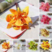 【DT】 hot  Artificial Flower Fine Workmanship Weather-resistant 4 Branches Real Touch Ultra Realistic Simulation Cymbidium Home Decoration