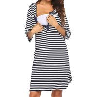 【DT】hot！ Striped Nursing Breastfeeding Pregnancy Maternity Vestido Feminino Robe