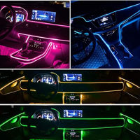 6 In 1รถบรรยากาศไฟ USB RGB ไฟ LED Strip พร้อม APP Control สำหรับ Auto ตกแต่งภายใน Ambient Dashboard Neon Lamp