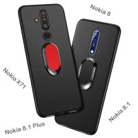 {MOUDU}  Nokia 8ฝาครอบโทรศัพท์สำหรับ Nokia 7.1 / 8.1 Plus X71 X7 Case Case สีดำซิลิโคนแม่เหล็กรถผู้ถือแหวนกรณีสำหรับ Nokia 8 Funda