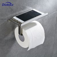 Toilet Paper Holder with Phone Shelf Wall MountedStainless Steel Bathroom Accessories Tissues Roll Dispenser Storage Rack