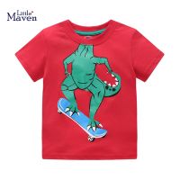 Little Maven  Summer Tops New Baby Boys T-shirt Toddler Kids Kids Cartoon Dinosaur Short Sleeves T-shirts Casual Clothes Childrens Clothing