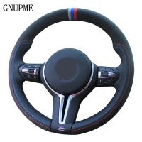 Car Steering Wheel Cover For BMW M Sport F30 F31 F34 F10 F11 F07 X1 X2 X3 F25 F32 F33 F36 F39 F48 Black Suede Genuine Leather