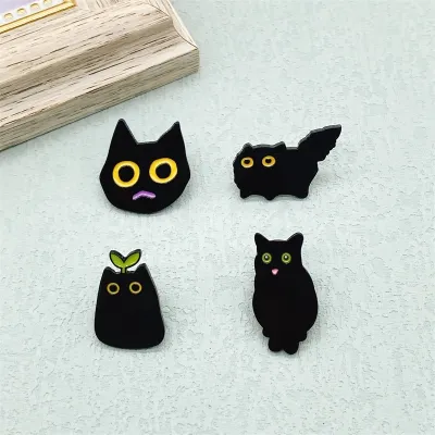 punk Style Small Cartoon Cute Black Cat Shape Metal Enamel Brooch Fashion Creative Animal Badge Pin Jewelry Children 39;s Gift