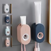 ℡☁ Automatic Toothbrush Holder Dispenser Wall-Mounted Toothpaste Squeezer Bathroom Dust-proof Holder Wall Mount Stand Accessorie