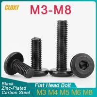 10/ 20/ 50Pcs M3 M4 M5 M6 M8 Black Carbon Steel Hypotenuse Flat Head Hex Socket Drive Screw Down Side Furniture Screws Nails  Screws Fasteners