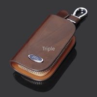 Angel Leather Car Key Bag Keychain Remote Key Case Cover Holder Wallet Bag Pouch Anti Loss Accessories for Ford Fiesta Focus Mustang Ranger Kuga EcoSport