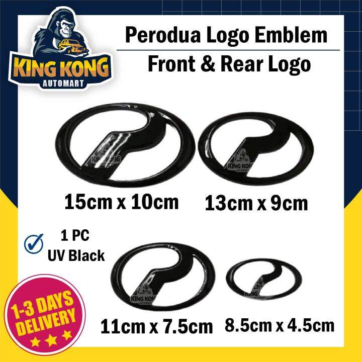 1PC Perodua Aruz Myvi Alza Bezza Axia Front & Rear Logo Emblem Black ...