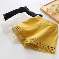 2021 New Casual 2 3 4 5 6 7 8 9 10 Years Children Fashion Cotton Lace Age Solid Color Cotton Summer Shorts For Kids Baby Girls