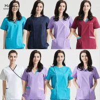 Unisex Laboratory clothes Pet grooming Short-sleeved Scrub Shirt Uniform Spa Uniform Beauty Salon scrubs Tops Workwear wholesale